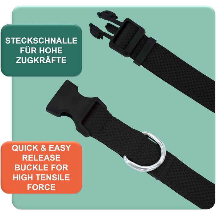 Преміум нашийник для собак DEY Air Mesh | Регульований | для маленьких, середніх та великих собак | багато кольорів та розмірів | нашийник для собак та котів | нашийники для собак | нашийник для цуценят | Рожевий, M ([XS/S] - 1,5 x 21-30 см, Чорний)