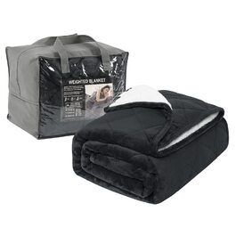 WOLTU Вага ковдра, терапевтична ковдра для дорослих, двостороння вага ковдра з скляними кульками, антистрес, м'яка, з фланелі та шерпи, 9 кг, 150 x 200 см, чорна