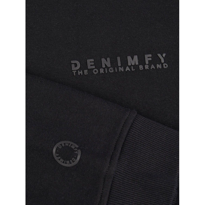 Чоловічий худі оверсайз DENIMFY DFMaxim з принтом, бавовняний світшот з каптуром, чорний, розмір L