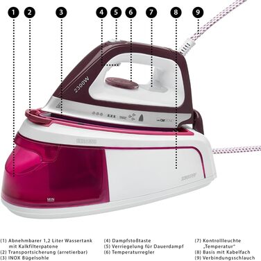 Clatronic® станція для прасування з парою DBS 3749 (біла) | 3,5 бар, 1,2 л, 2400 Вт | Anti-Tropf System