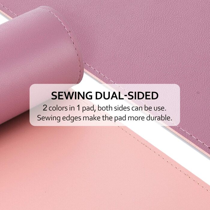 Офісний килимок для миші та столу Violett/Rosa з PU-шкіри, 80x39.9 см, двосторонній, водостійкий, антиковзкий, для дому та офісу, фіолетовий/рожевий