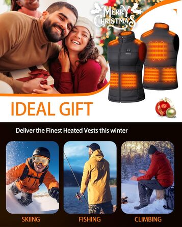 Тепла жилетка для жінок з акумулятором 18400mAh 7.4V – 8 зон нагріву, водовідштовхувальна, легка, пральна, для активного відпочинку, чорна