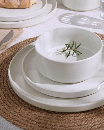 Набір посуду Nebula для 6 осіб: 18-ти частинний набір тарілок та наборів мисок, розбризкування з каменю, сервіз, придатний для мікрохвильової печі та посудомийної машини, білий сервіз