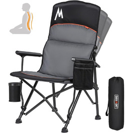 Кемпінговий стілець OVERMONT з високою спинкою, складний, з підголівником - до 226 кг - для пікніка, походу, саду