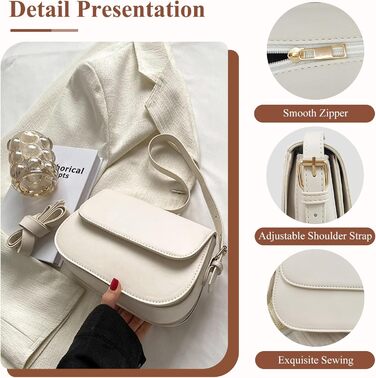 Сумка жіноча через плече PU шкіра, маленька сумка-шопер для повсякденного використання, роботи та відпочинку (молочно-біла)