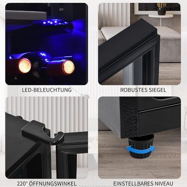 Міні-холодильник 76L з морозильною камерою, чорний, для напоїв та продуктів