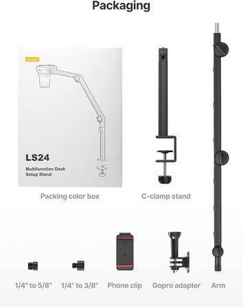 Тримач для мікрофона ULANZI LS24 - професійний, міцний, для студії, стрімінгу, подкастів, broadcast, з адаптерами 3/8' та 5/8'