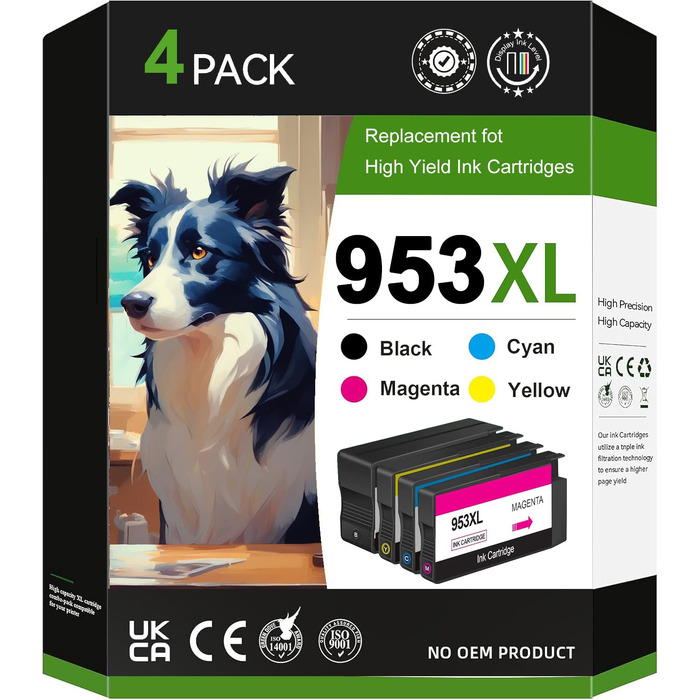 Комплект картриджів 953XL для принтерів HP OfficeJet Pro 7720, 7730, 7740, 8210, 8218, 8710, 8715, 8718, 8720, 8725, 8728, 8730, 8740 (4 шт.)