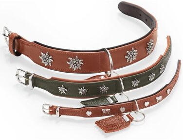 Нашийник для собак HUNTER München, зелено-коричневий, шкіряний, з вишуканими деталями, м'який та міцний, не травмує шерсть, екологічний, Made in Germany, розмір 50