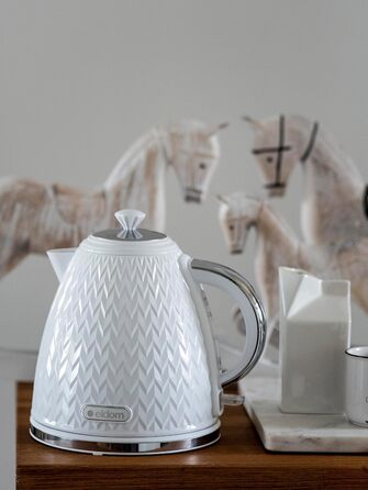 Електричний чайник Eldom C265B, 1.7 л, 2000 Вт, ретро дизайн, білий | Чайник для кухні