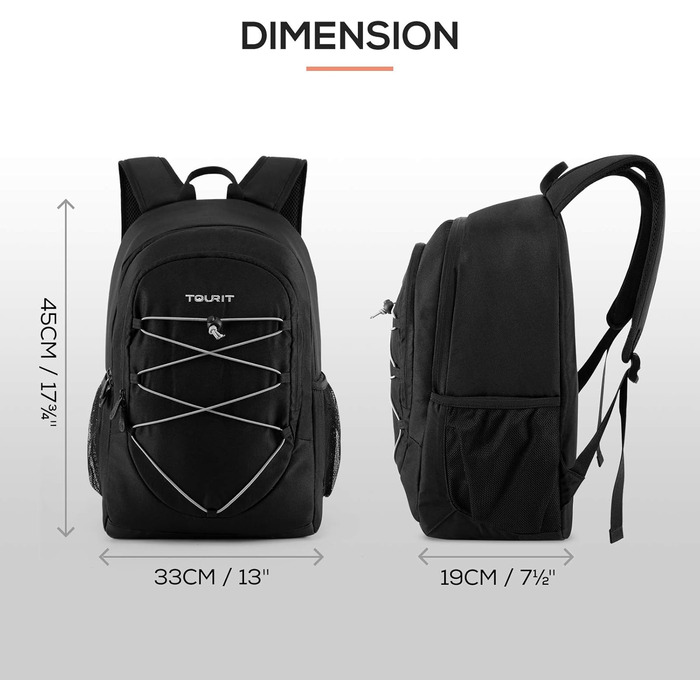 25L Cooler Backpack, Waterproof Cooler Backpack, Ultralight Backpack for Picnic, Camping, Hiking, BBQ (Black)