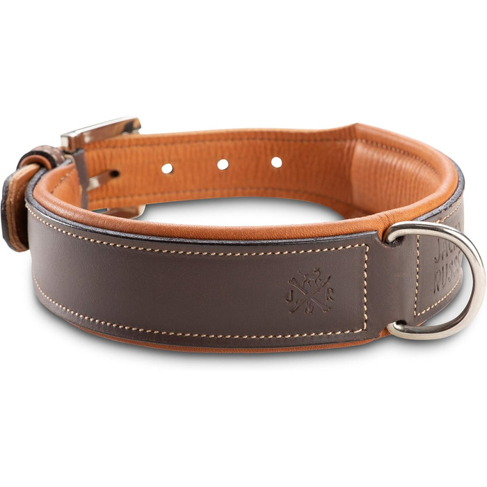 Нашийник для собак Джек Рассел Тірріер Amy - шкіряний нашийник з натуральної шкіри, з підкладкою та міцний - двошаровий нашийник для собак маленьких, середніх та великих порід (M, Коричневий) M (37.0-44.0 см)
