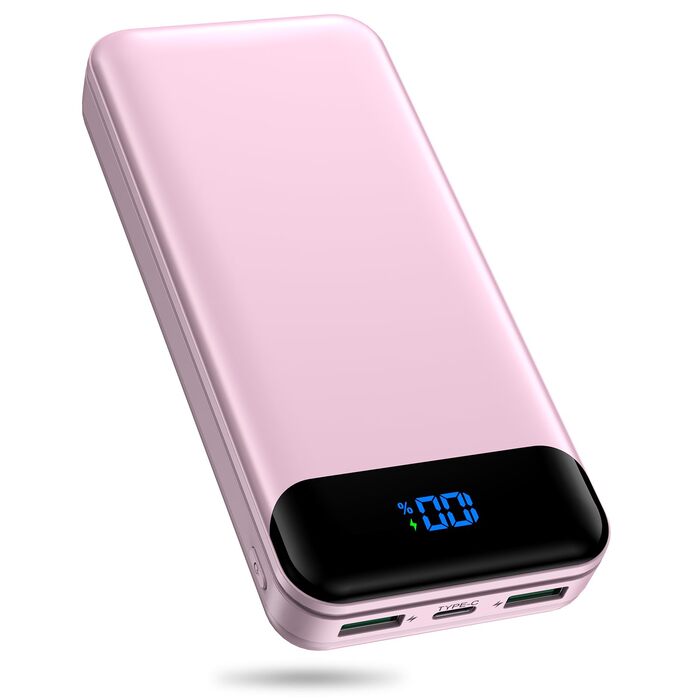 Power Bank Enerwow 27000 mAh 22.5W USB-C LCD – Зовнішній акумулятор для iPhone, iPad, Samsung (Рожевий P300)