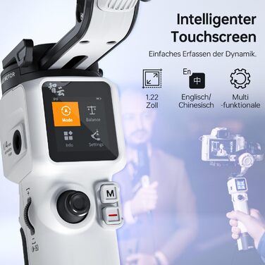 ZHIYUN Crane M3S: Стабілізатор камери з підсвічуванням 1000Lux, Bluetooth, дисплеєм 1.22' та вагою 705г. Підходить для DSLR, беззеркальних камер, смартфонів та екшн-камер.