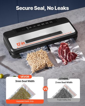 Вакуумний пакувальник VEVOR 60 Kpa, 100 W, 5-в-1, для продуктів харчування, з автоматичною запайкою та ножем, 10 пакетів