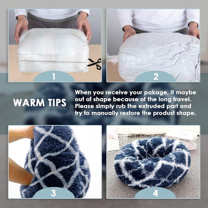 М'яке ліжко для котів та собак 50x50 см, кругла, плюшеве, з подушкою, легко миється, кольору імбиру