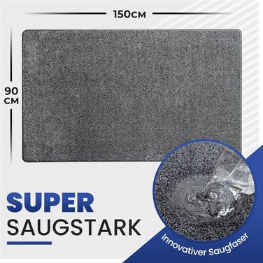 Килимок для входу Mibao SoftStep Luxus 60x90 см сірий - антиковзкий, вологопоглинаючий килимок для дому та коридору, машинне прання