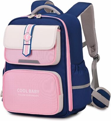 Шкільний рюкзак для дівчаток та хлопчиків, 1-4 клас, ергономічний, з нагрудним ременем, для дітей 6-10 років, з світловідбиваючими елементами (рожевий)