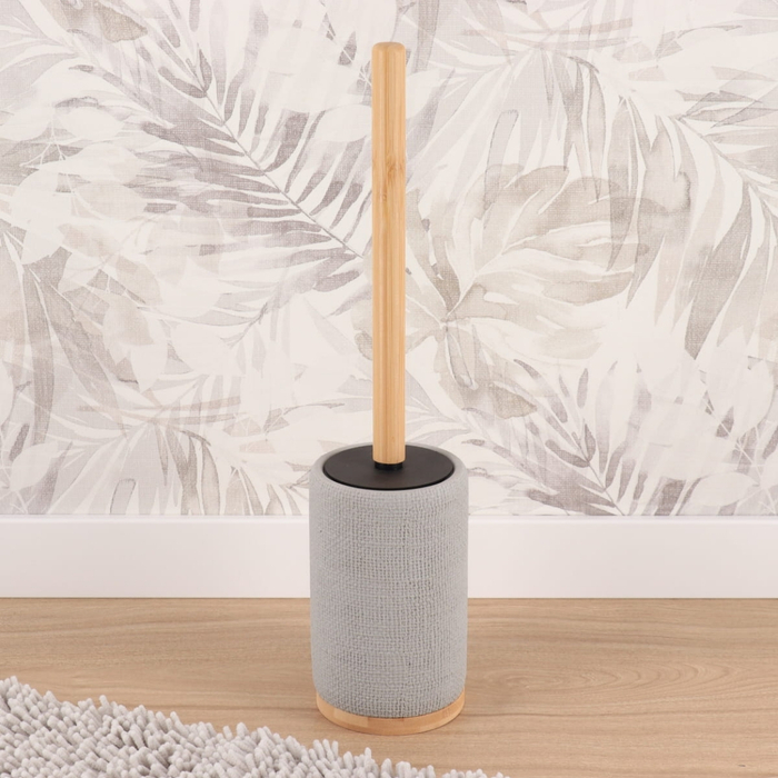 Набір аксесуарів для ванної кімнати (5 предметів), сірий, з бамбуком, міцний та довговічний