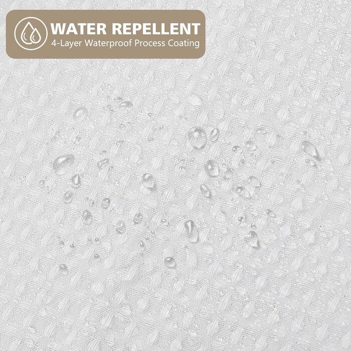 Штора для душу текстильна водонепроникна поліестер 180x200 см, біла з кільцями