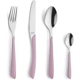 Набір столових приборів Kuppels Prisma для 6 осіб з нержавіючої сталі, 24 шт. | Столовий прибор з пластиковими ручками кольору старорожевого | Нержавіючий, для миття в посудомийній машині