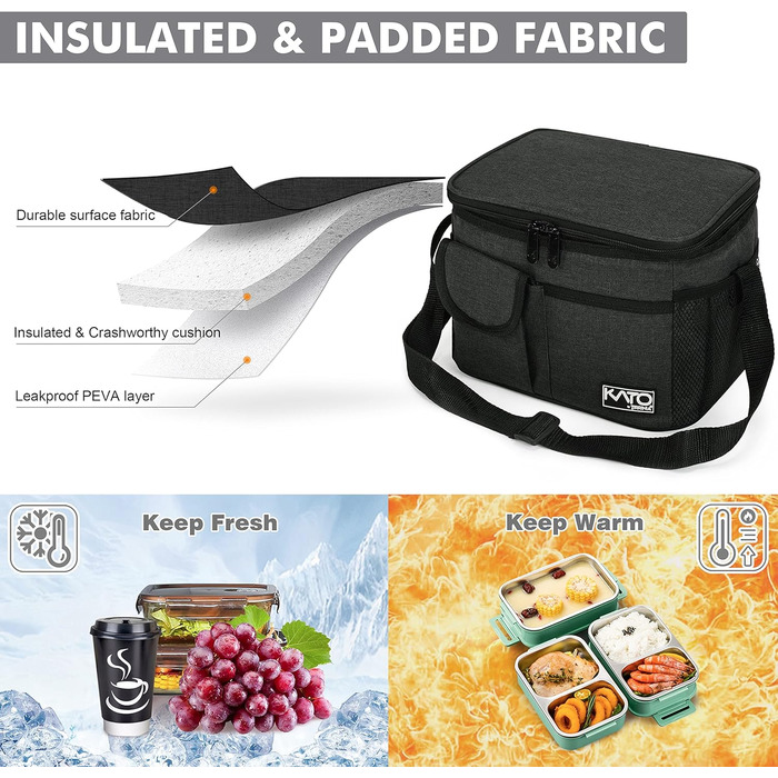 Термосумка Kato Tirrinia 17L (23 банки) - велика, чорна, водонепроникна для пікніків, роботи, пляжу