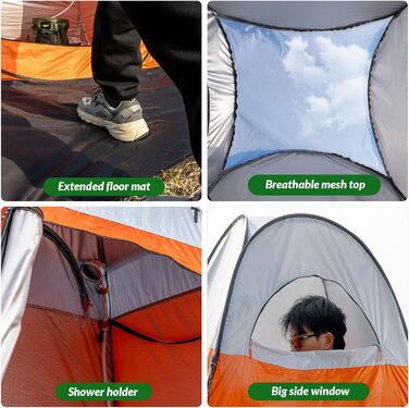 Намет для душу та роздягальні Upgrade Pop Up, 140x140x210 см, чорний, з підлогою