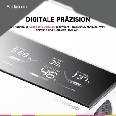 Система охолодження CPU Sudokoo SK700V AM5 з вентилятором 120 мм, дисплеєм, 7 heatpipes та гарантією 5 років