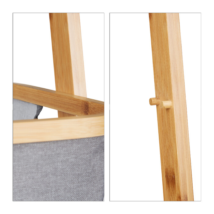 Relaxdays Bamboo Towel Rack with Laundry Bag