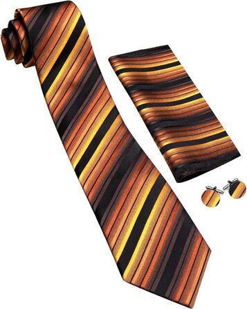 Чоловіча краватка з бавовни Barry.Wang, краватка з кишеньковим хустиною та запонками, набір краваток у клітинку, святкова краватка для весілля (чорний та золотий)