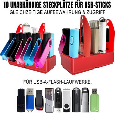 Органайзер для USB-накопичувачів TATMOHIK: сумка-чохол для 10 USB-флешок, аксесуари для зберігання, червоний