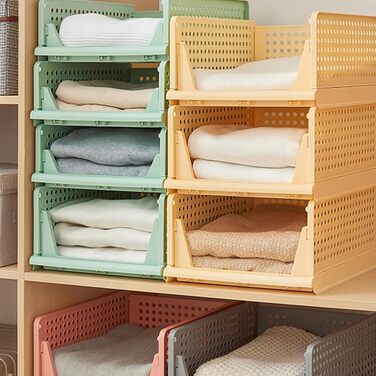 RMAN 4-Piece Closet Organizer Stackable Foldable Closet Organizer for Drawers, Closet Organizer, Storage Boxes, Kitchen, Bathroom (4 Colors)