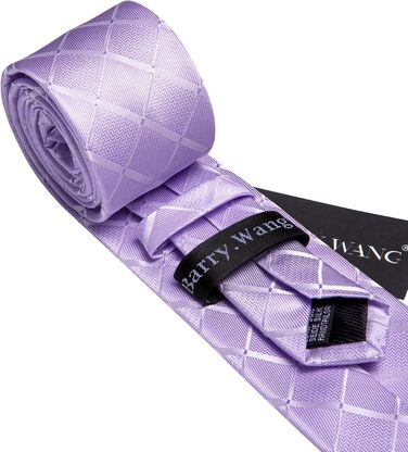 Набір краваток для чоловіків Barry.Wang: краватка, краваткова застібка, кишеньковий хустинка, запонки (лавандовий)