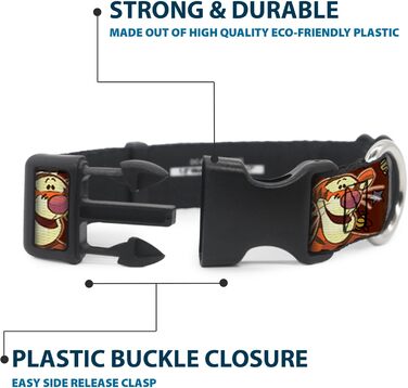 Нашийник Buckle-Down з пластиковим затискачем - Winnie The Pooh, ширина 2.5 см, розмір Medium, обхват шиї 28-43 см