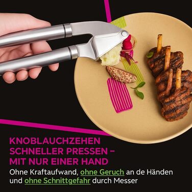 Ручна преса для часнику з нержавіючої сталі – професійний кухонний помічник для швидкого очищення та подрібнення часнику, прес для часнику з нержавіючої сталі, ергономічна, ідеальна для кожної кухні