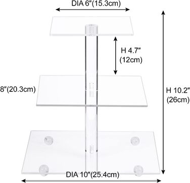 Підставка для тортів на 4 яруси, велика кругла з акрилу 30,5 см, прозора, для вечірки, дня народження, дитячого свята