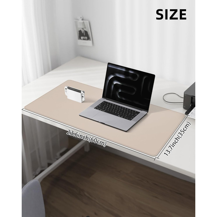 Офісний килимок для миші та столу зі шкіри, 90x43 см - захист столу для дому та офісу