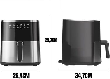 Фритюрниця повітряна HEINRICHS 9 літрів XXL, 10-в-1, LED-дисплей, 1800W, для здорового харчування