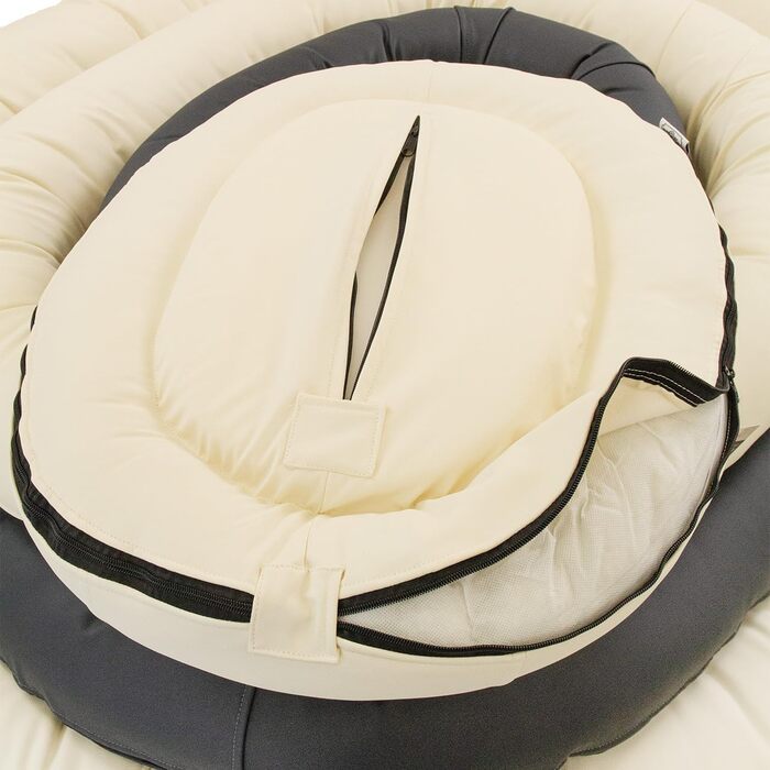 Wallace & Jones | Преміум лежанка для собак Болтон, 63x50 см, штучна шкіра, для маленьких собак, з прихованою блискавкою, миється, не слизька, (95 x 81 см, кремово-білий)