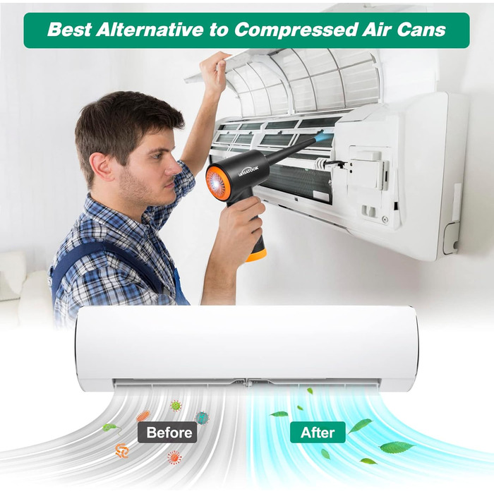 Електричний пилосос для повітря A-Air Duster: 3 швидкості, LED-підсвітка, перезаряджається, для чищення ноутбука, авто, офісу