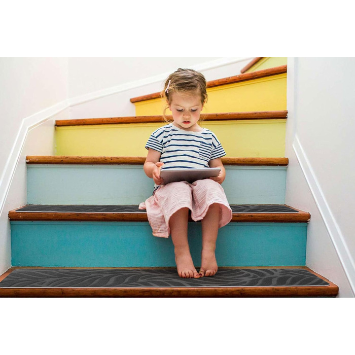 GOYLSER Non-Slip Stair Treads for Wood Stairs - 15 Piece Set (76x20cm) - Felt Self-Adhesive Indoor Stair Mats