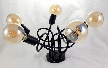Підвісна LED-лампа ONE, чорна, стиль лофт, 5x E27