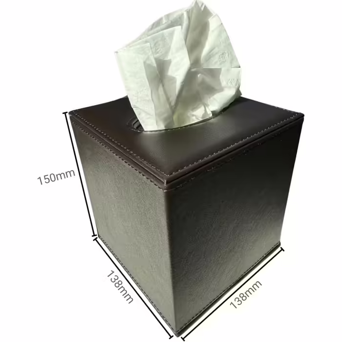 OSCO Tissue Box Cover in Faux Leather, Brown
