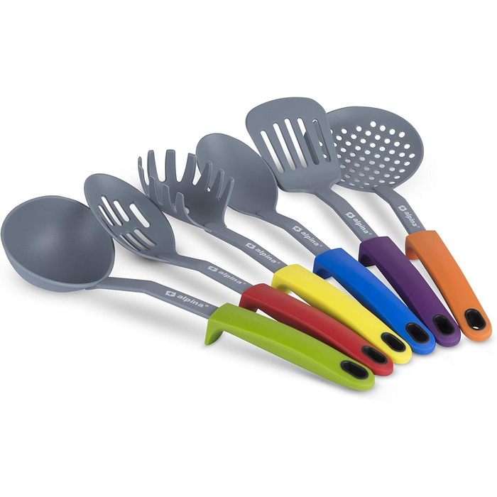 Набір кухонних аксесуарів Alpina Küchenhelfer 7 шт. з поворотним підставкою – кухонне приладдя з силікону для приготування їжі