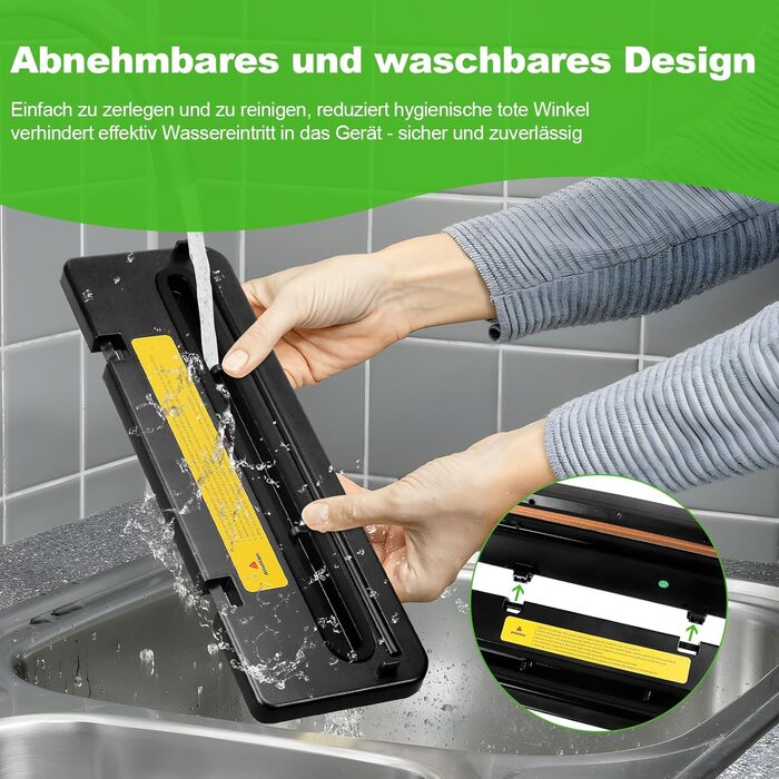 Вакуумний пакувальник Obecilc 7-в-1 з ріжучим ножем, 65 кПа, сухий/вологий режим, 10 пакетів, для дому та ресторану