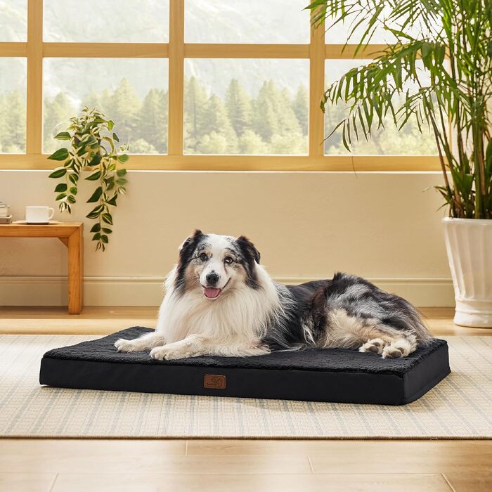 Ортопедичне ліжко для собак BEDSURE - великі породи, 112x81x7.6 см, м'яке, миється, чорне
