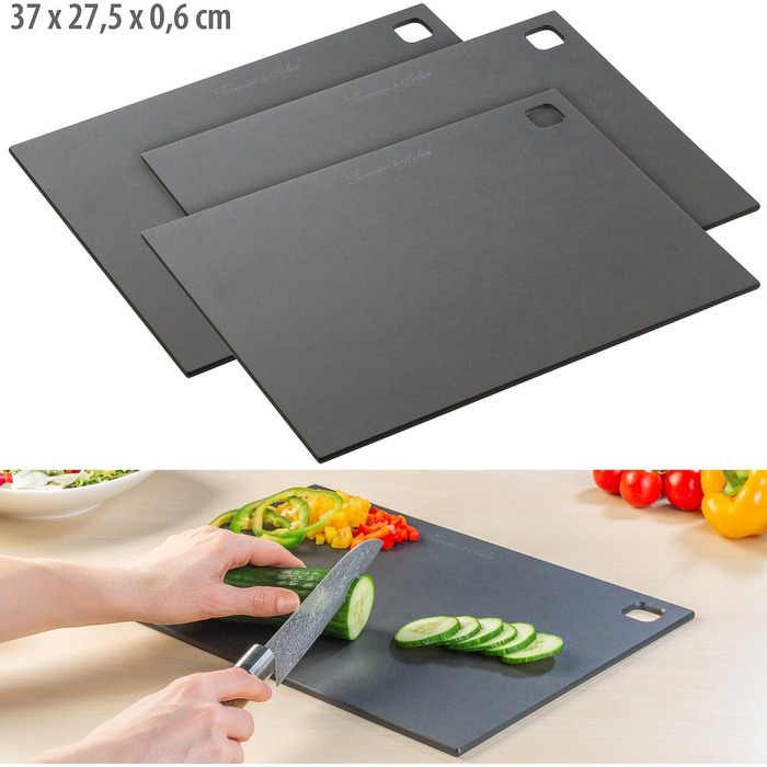 Rosenstein & Söhne Cutting Board Wood: 3-Piece Wood Fiber Cutting Boards, Dishwasher Safe, 37 x 27.5 cm (Cheese Cutting Boards, Large Kitchen Board)…