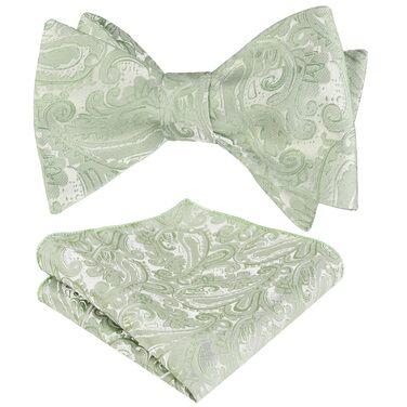 Чоловіча краватка-метелик Alizeal Retro Paisley з хустинкою, блакитна (універсальний розмір, 176-Salbei Grün)