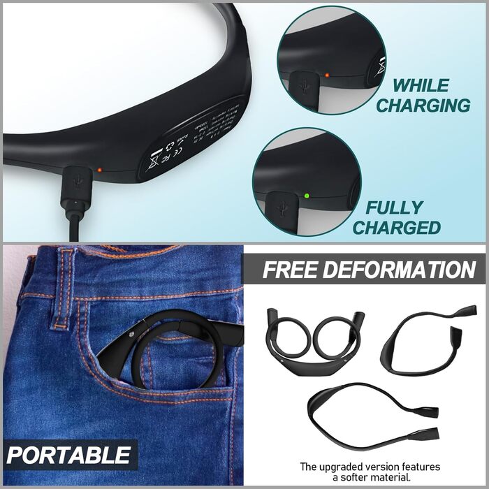 Ліхтарик для читання Schwarze Hals LED, USB акумулятор 1000mAh, 3 режими яскравості, для рукоділля, ремонту, шиття, майстерні, риболовлі, чорний