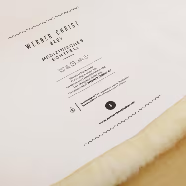 Baby Lambskin WERNER CHRIST BABY – cozy, medical-grade lambskin, ideal for strollers, as a crawling mat, or baby rug. Length +/- 75 cm, color natural gold-yellow 75cm